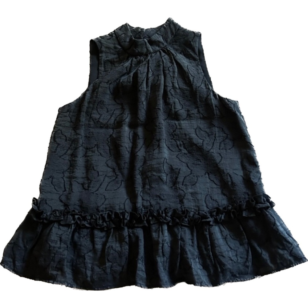 Maeve by Anthropologie Mockneck Flocked Blouse Black Size 2